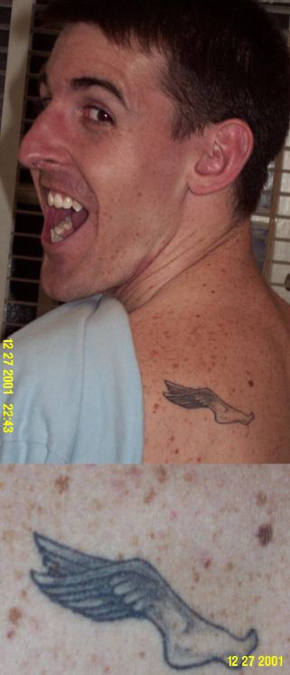  skin and experienced pain for a permanent running tattoo on shoulder.