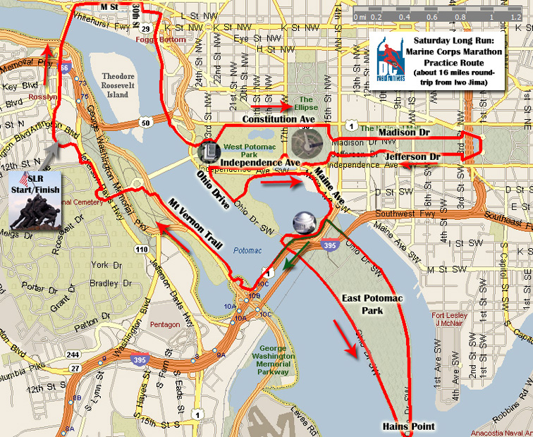 DCRRC SLR 16 Mile Marine Corps Marathon Route